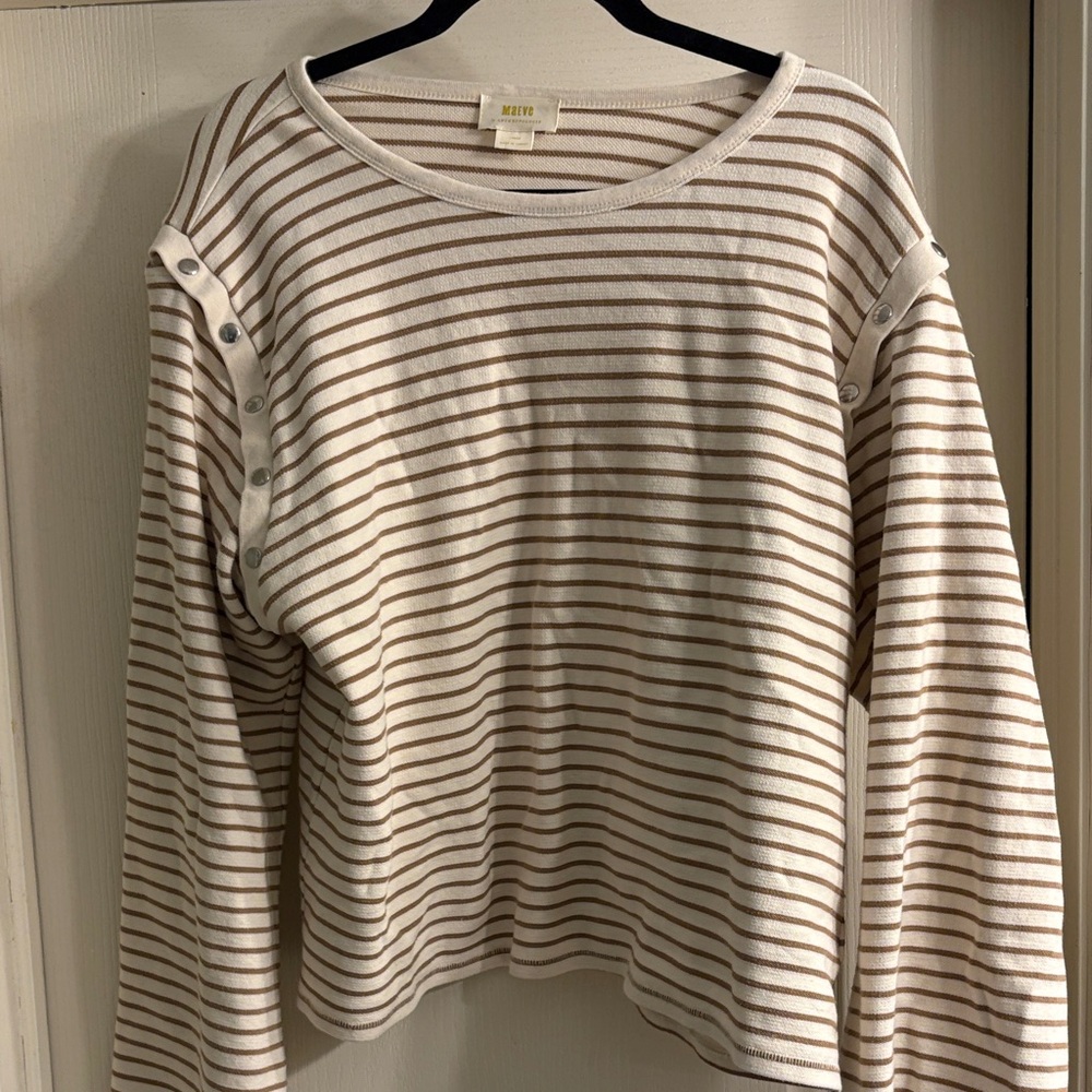Maeve Striped Long Sleeve Top Large